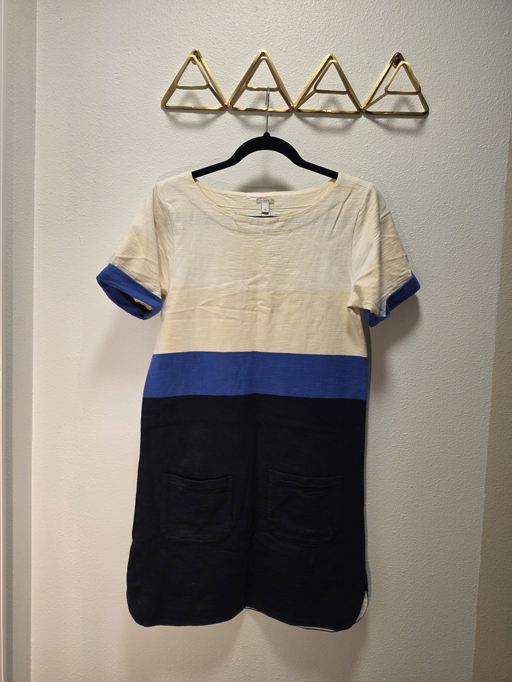 J. Crew Cream, Blue & Black Colorblock Mini Dress